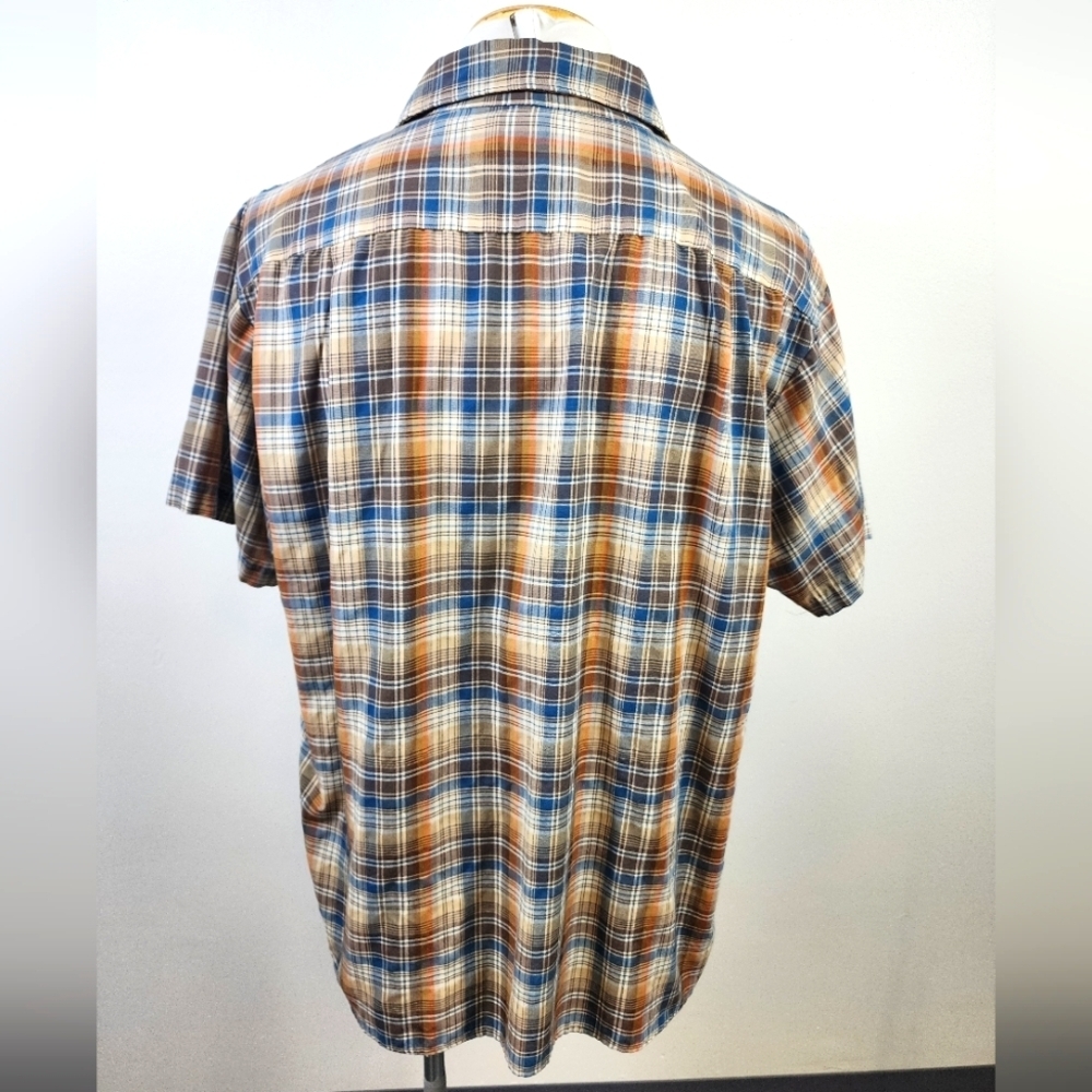 Big Mac Men's Plaid Blue & Brown Shirt Short Sleeve Front Pocket, sz XL - Picture 3 of 8